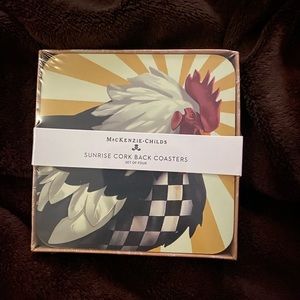 Sunrise Rooster Cork Back Coasters - Set of 4